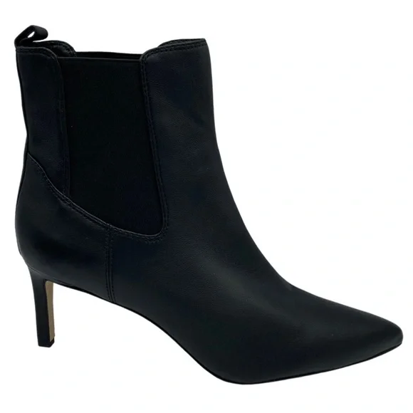 NWOB Veronica Beard Black Leeland Leather Chelsea Ankle Boots - Sz 10 - Picture 2 of 8